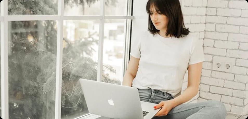 Woman working on laptop